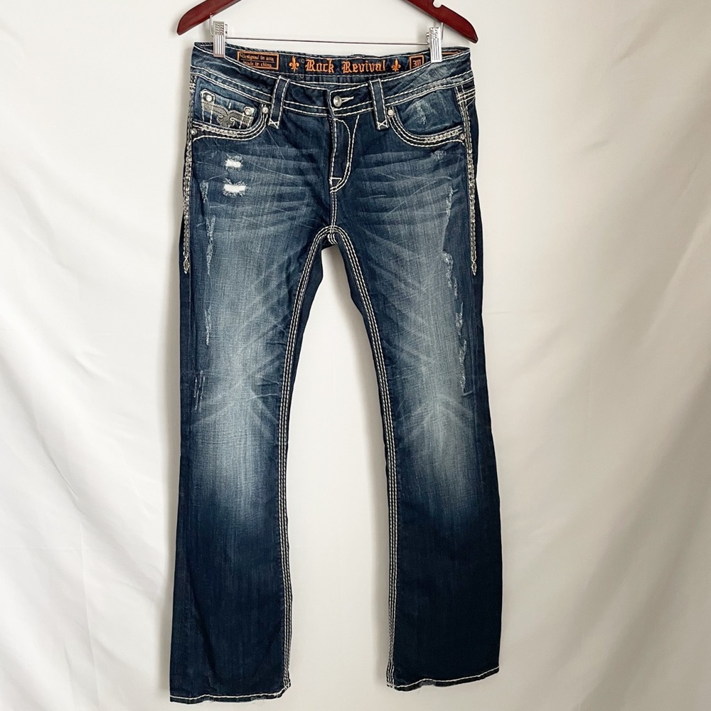 Rock Revival Vivian Boot Distressed Jeans Size 30
